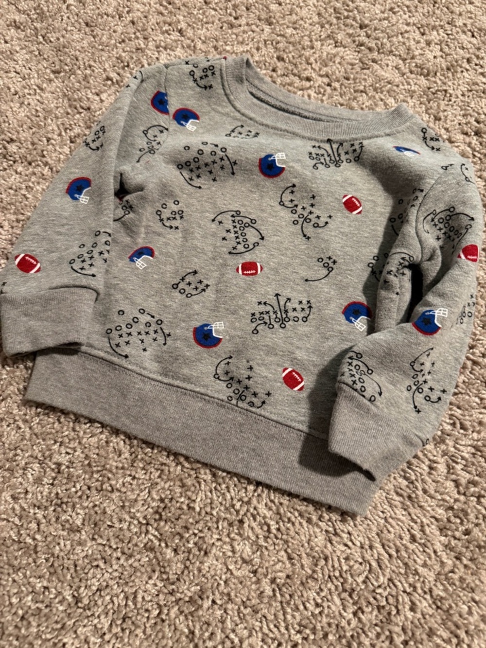 Grey Kids' Football Print Sweatshirt - Casual Athletic Top- 12 month